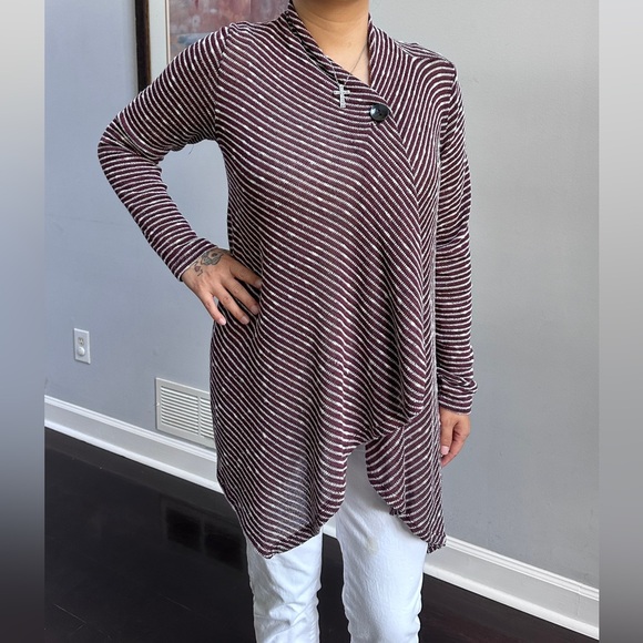 ab studio wine red silver glitter button wrap cardigan size M - Picture 1 of 11